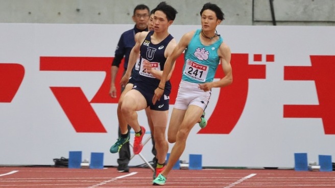 【第107回日本選手権】男子200ｍ予選1組　コーナーを抜け直線へ
