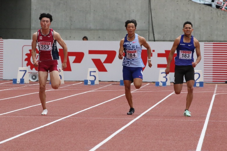 【第107回日本選手権】男子100m 準決勝1組　自己ベストで2着の灰玉平侑吾が決勝へ